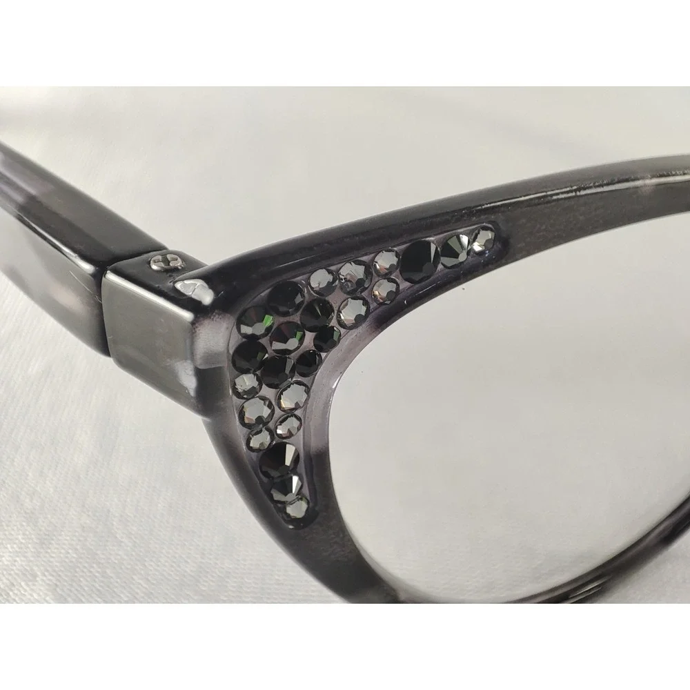 Jimmy Crystal New‎ York JCR468 Purple Marble Cat Eye Eyeglass Frames Swarovski